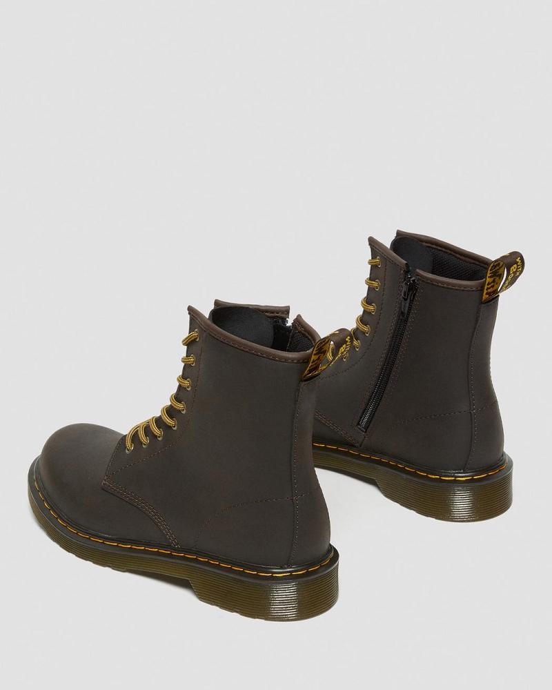 Dr Martens Youth 1460 Wildhorse Læder Snørestøvler Børn Mørkebrune | DK 716NWY